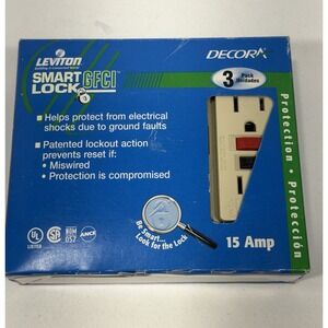 NEW Lot of 3 Leviton Smartlock GFCI 15 Amp 125-Volt Almond Outlet R01-18599-I
